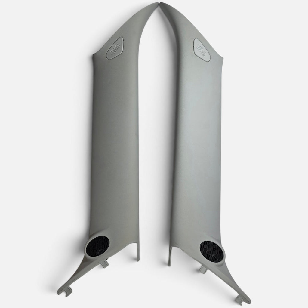Mini Cooper R55 R56 R57 Gray A Pillar Trim Covers Pair w Tweeters 2008 08 OEM0