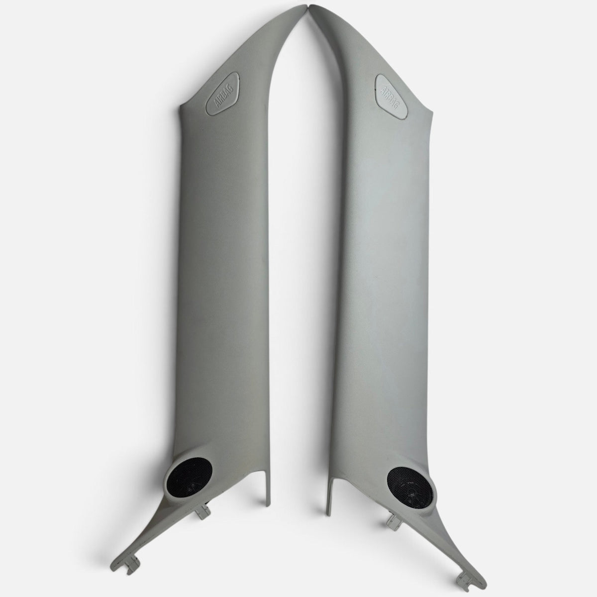 Mini Cooper R55 R56 R57 Gray A Pillar Trim Covers Pair w Tweeters 2008 08 OEM0