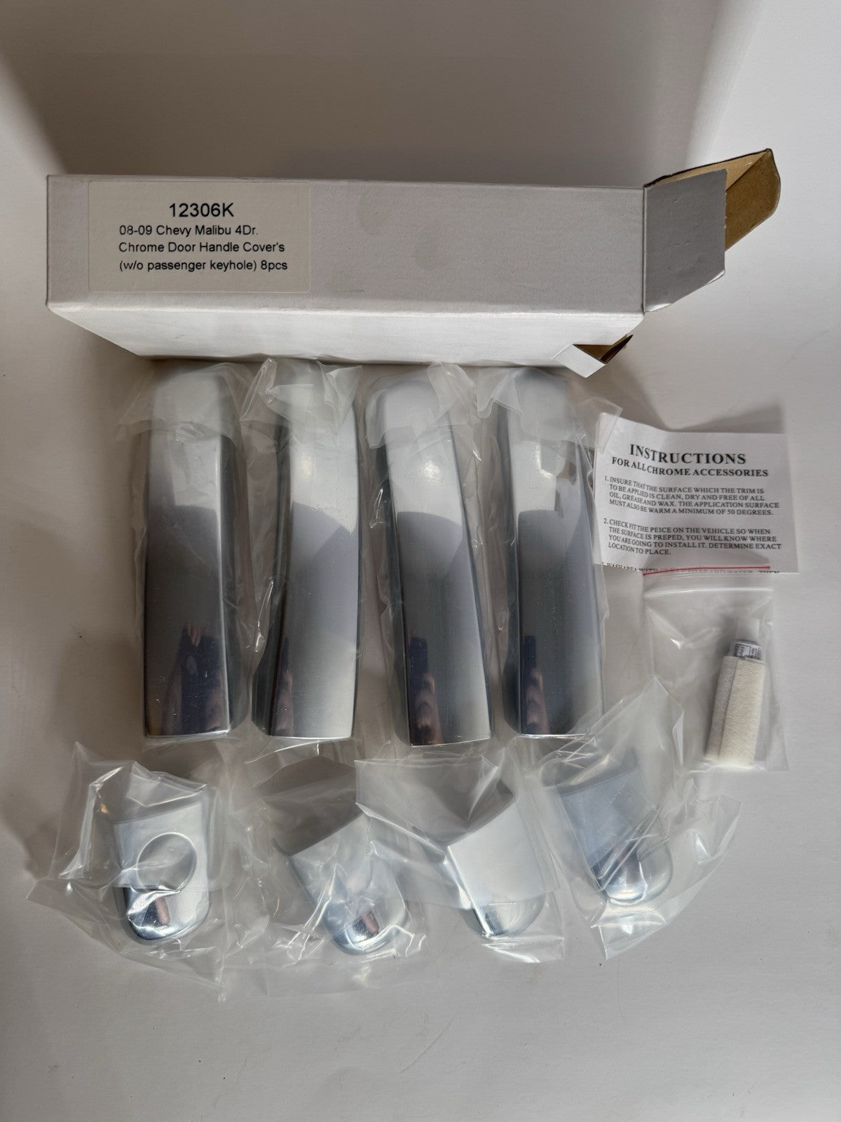 08-09-10-11-12 FITS  MALIBU CHROME DOOR HANDLE COVERS/CAPS/ W/O PASENGER KEY0