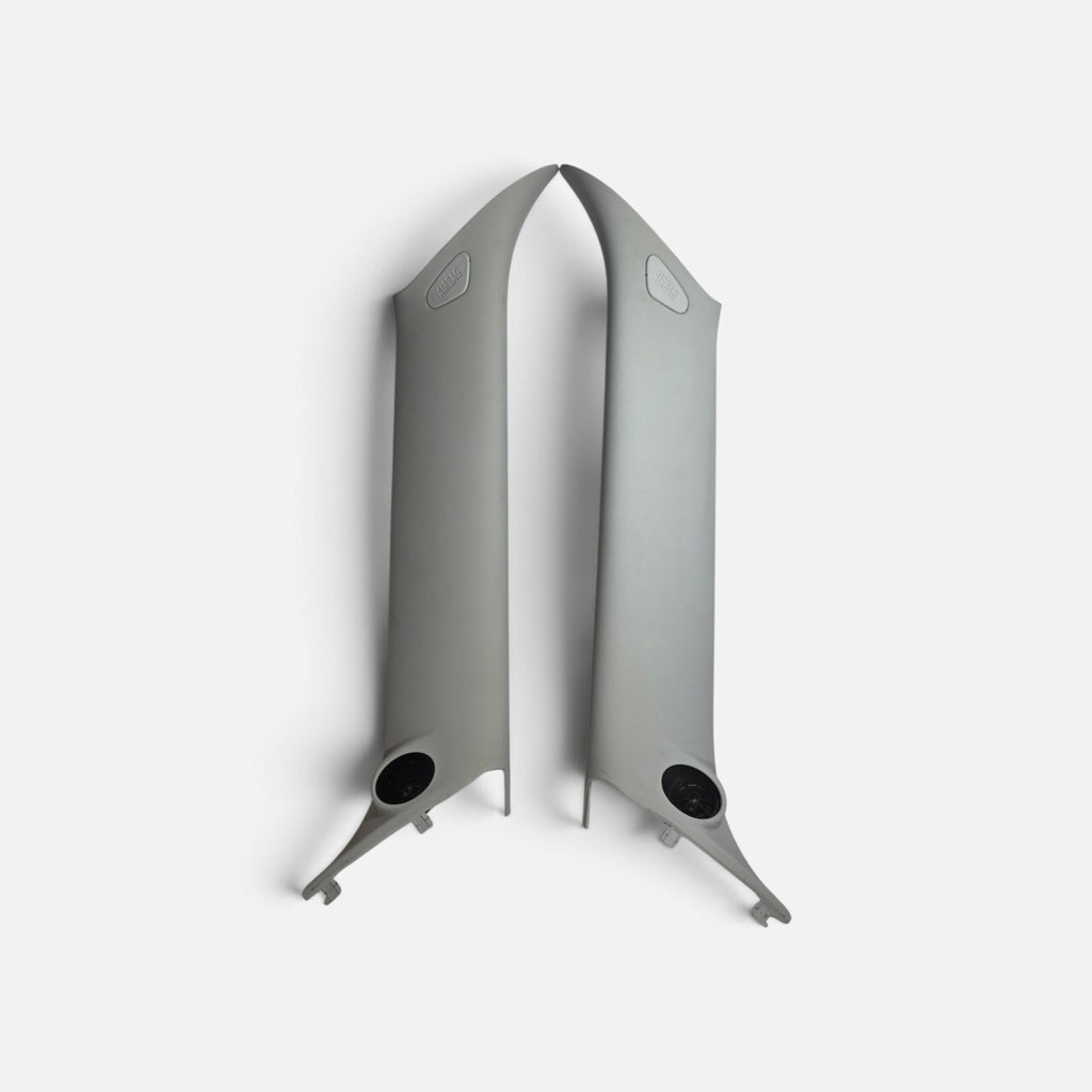 Mini Cooper R55 R56 R57 Gray A Pillar Trim Covers Pair w Tweeters 2008 08 OEM1