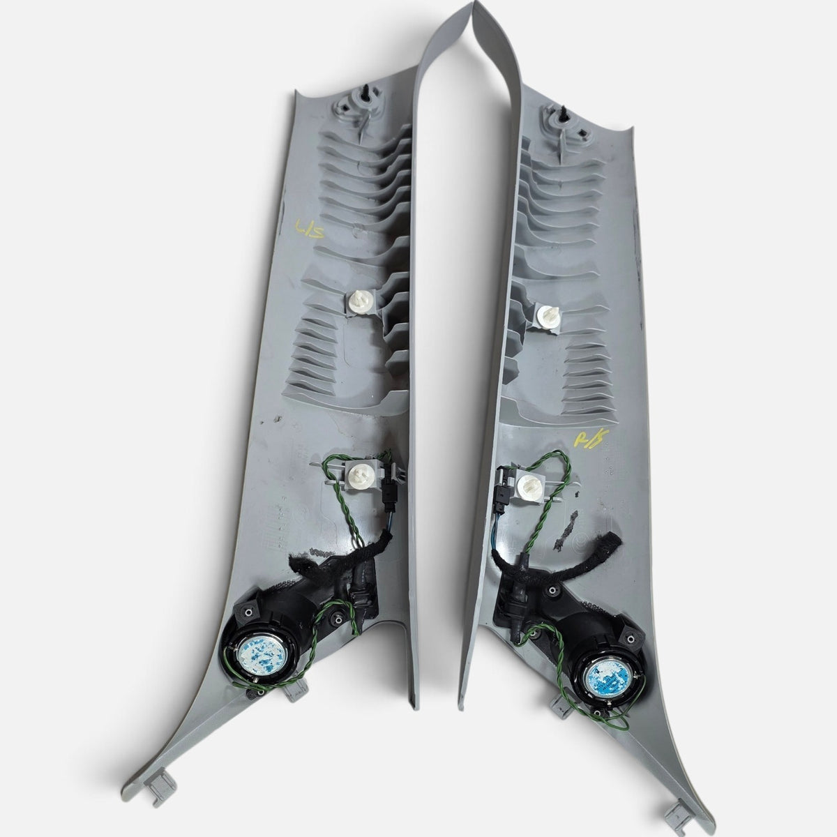 Mini Cooper R55 R56 R57 Gray A Pillar Trim Covers Pair w Tweeters 2008 08 OEM7