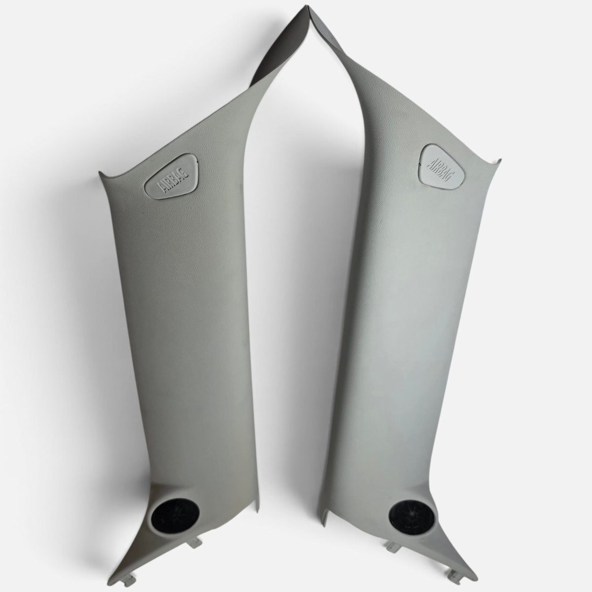 Mini Cooper R55 R56 R57 Gray A Pillar Trim Covers Pair w Tweeters 2008 08 OEM4